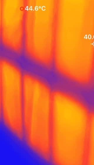 Thermal camera view of the heated wall panels